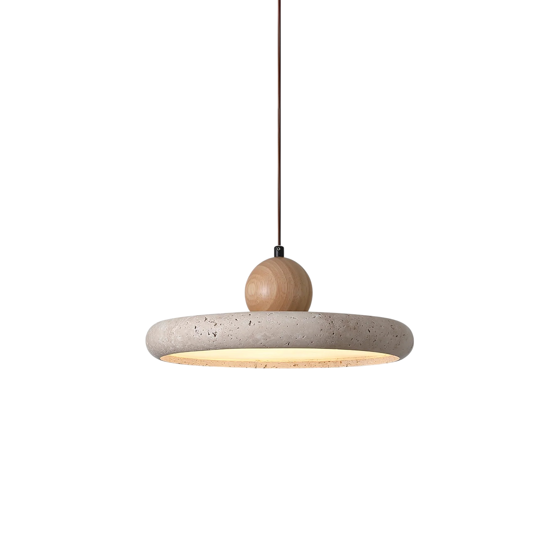 Scandinavian Style Pendant Light in Travertine and Wood 0