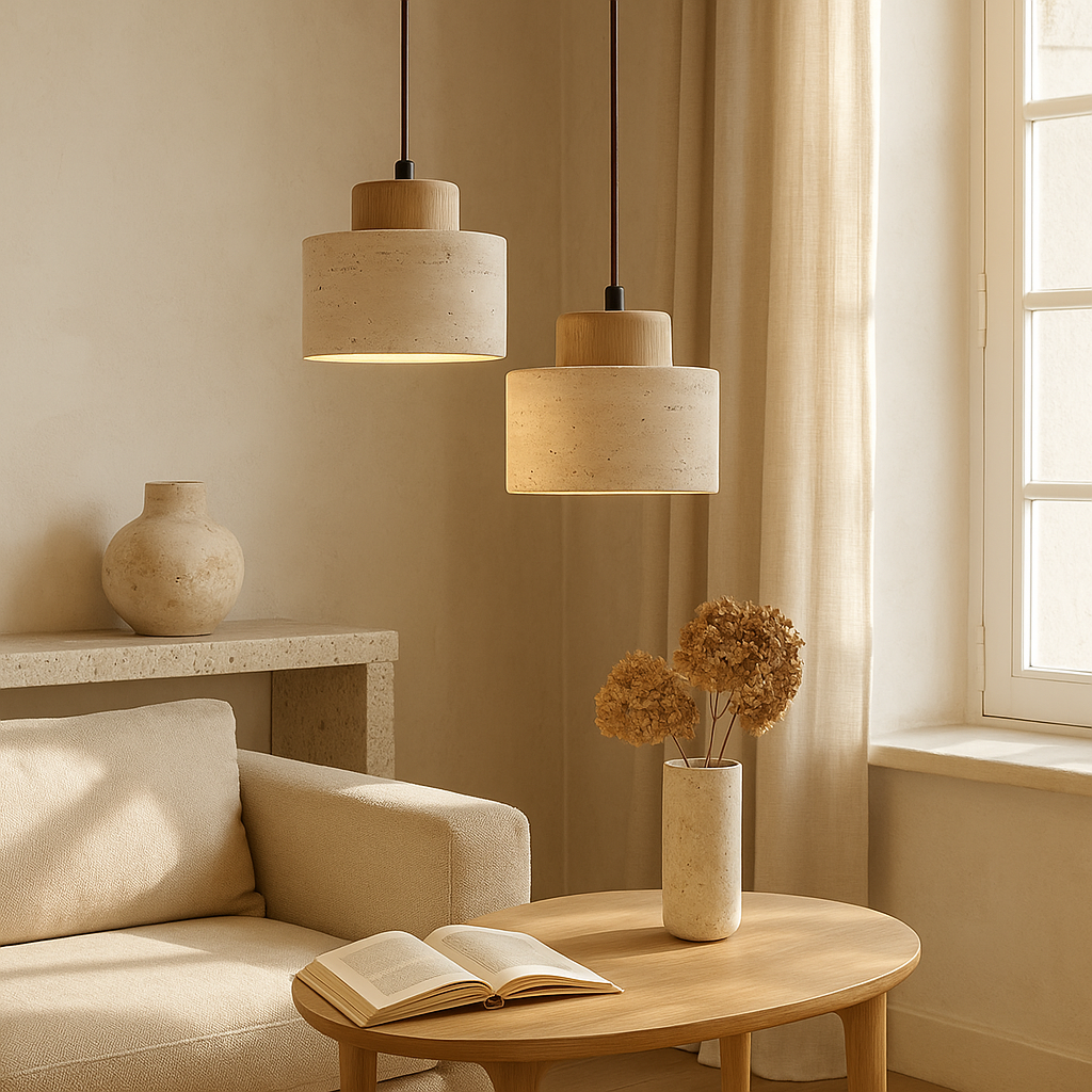 Travertine Stone Pendant Light for Kitchen Island and Modern Interiors 2