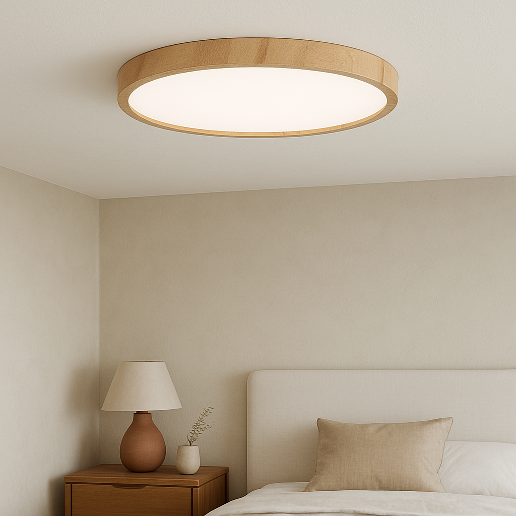 Wood Grain Flush Mount Ceiling Light Fixture with LED Illumination 1