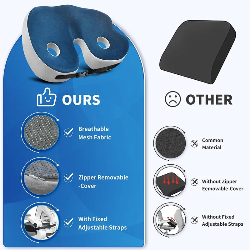 Adjustable Memory Foam Sit Bone Relief Seat Cushion For Daily Office Home Use And Travel 3