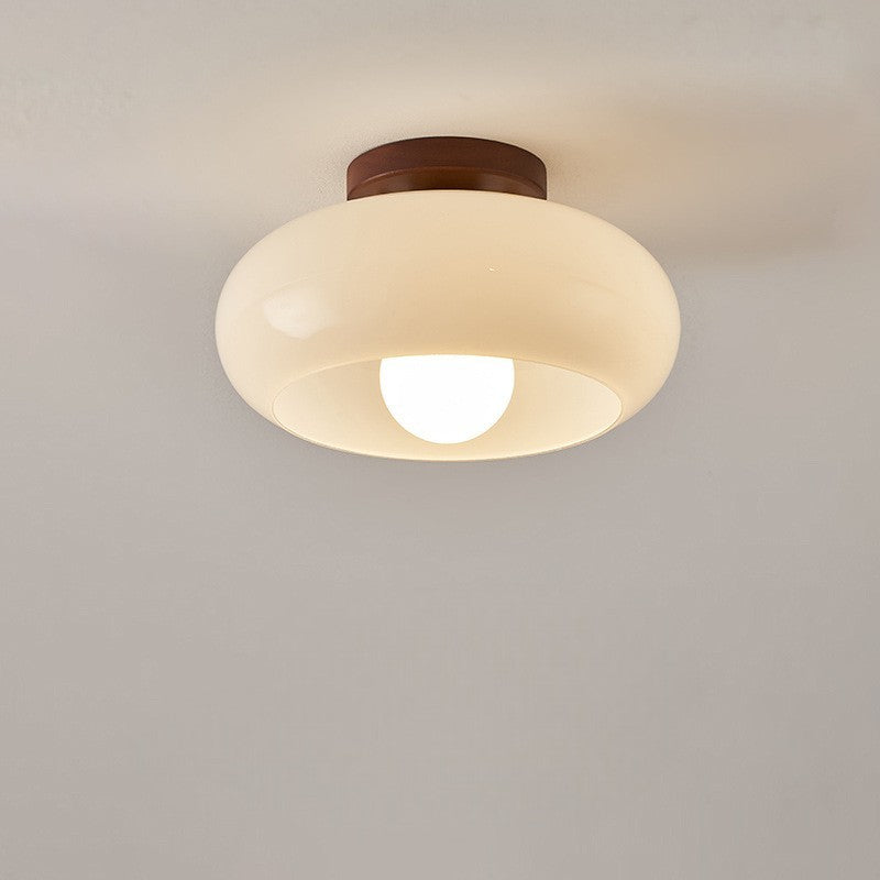Bauhaus-Inspired Flush Mount Ceiling Light Fixture with Cream Glass Shade 0