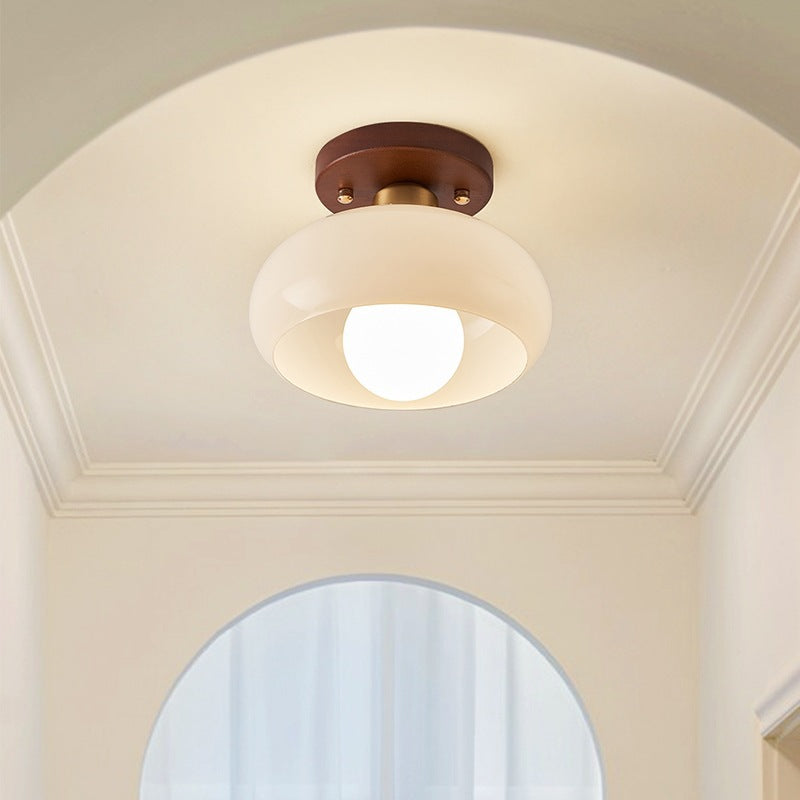 Bauhaus-Inspired Flush Mount Ceiling Light Fixture with Cream Glass Shade 2