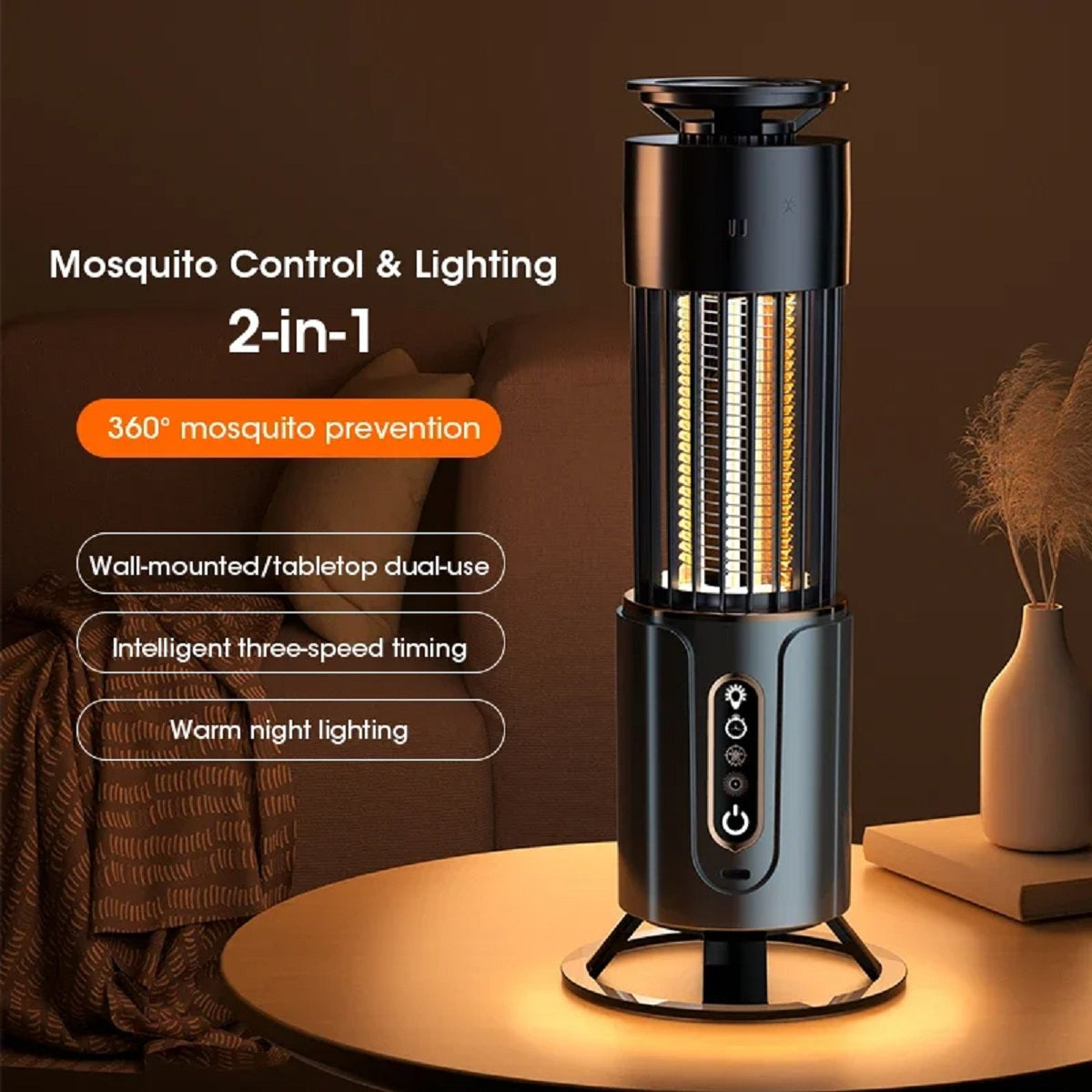 BiteGuard Mosquito Lamp 3-In-1 Fly Trap Swatter And Camping Lantern All-In-One Indoor Outdoor Bug Lamp 3