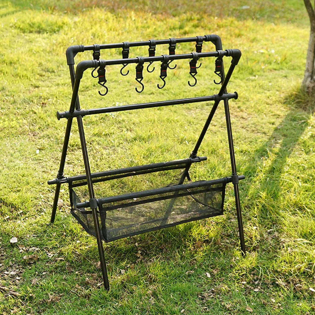 Camping Multifunction Foldable Storage Hanging Rack With Hooks Camping Multifunction Foldable Storage Hanging Rack 4
