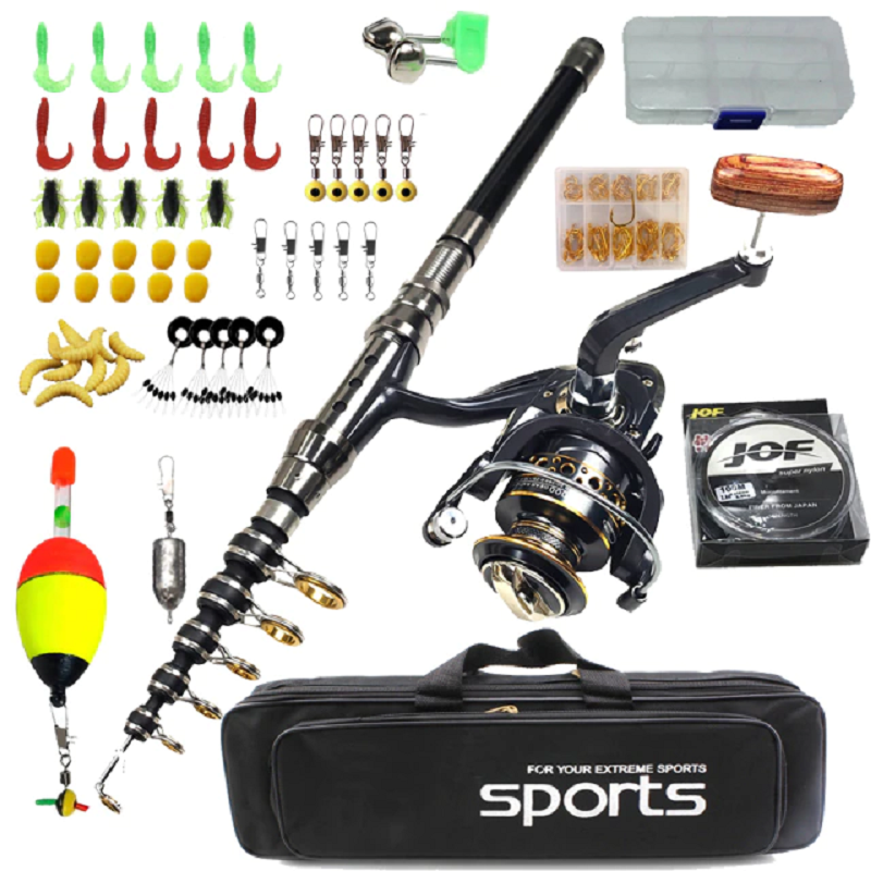 Carbon Telescopic Spinning Fishing Rod And Reel Complete Kit By Northgate Shadow Outfit Pro 0