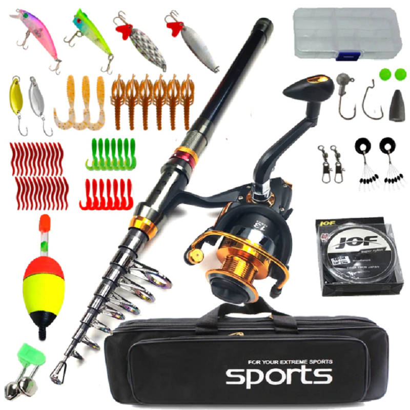 Carbon Telescopic Spinning Fishing Rod And Reel Complete Kit By Northgate Shadow Outfit Pro 1