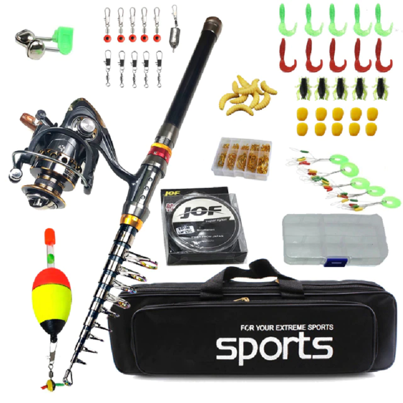 Carbon Telescopic Spinning Fishing Rod And Reel Complete Kit By Northgate Shadow Outfit Pro 2