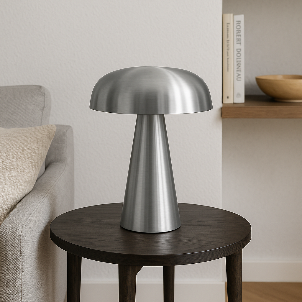 Contemporary LED Table Lamp | Minimalist Design with Brushed Metal Finish, Battery Operated for Easy Placement 6
