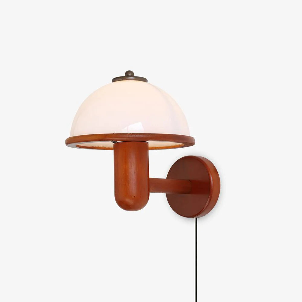 Contemporary Mushroom Wall Sconce with Oak Base | Scandinavian Design Wall Lamp for Indoor Spaces 6