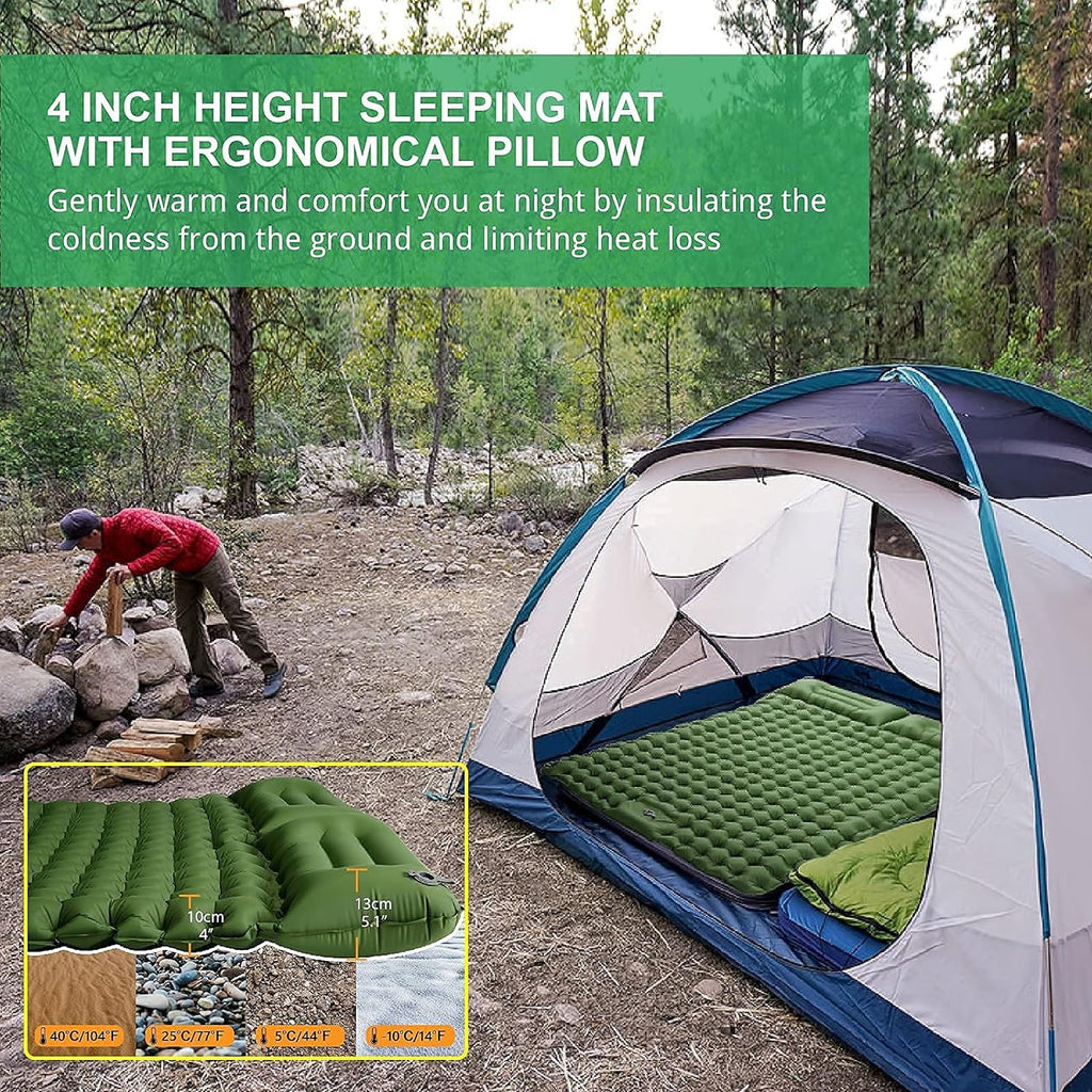 Double Sleeping Pad Mattress For Camping With Pillow Included For Outdoor Comfort And Restful Nights 3