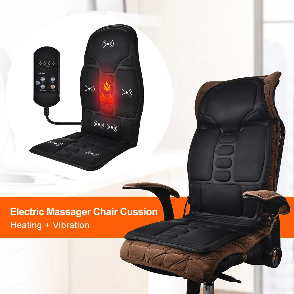 Electric Heating Massage Chair Pad With Vibrating Cervical Neck Back Cushion For Car And Home Use 1