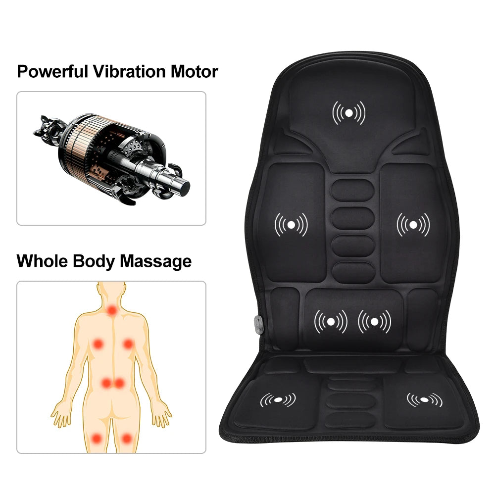 Electric Heating Massage Chair Pad With Vibrating Cervical Neck Back Cushion For Car And Home Use 2