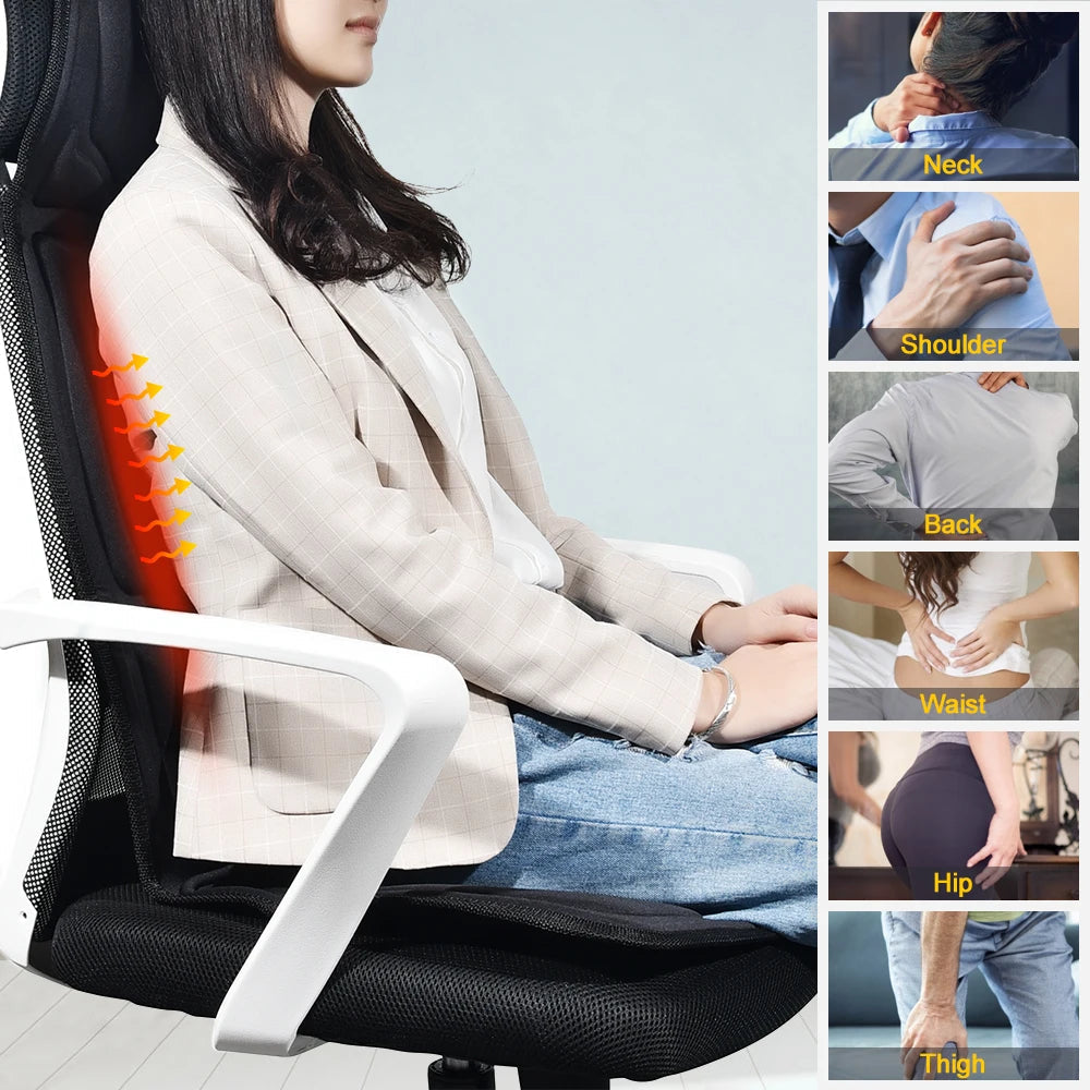 Electric Heating Massage Chair Pad With Vibrating Cervical Neck Back Cushion For Car And Home Use 4