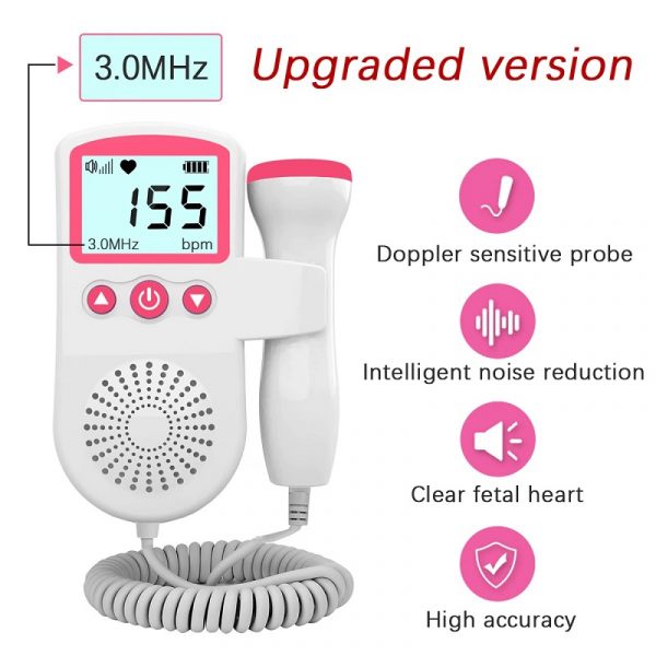 Fetal Doppler Heart Rate Monitor For Home Use Pregnancy Baby Fetal Heartbeat Detector 7