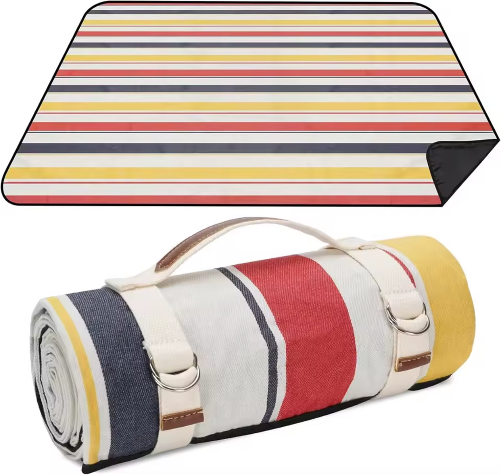 Foldable Waterproof Picnic Blanket With Carry Strap For Beach And Camping Trips And Picnics 1