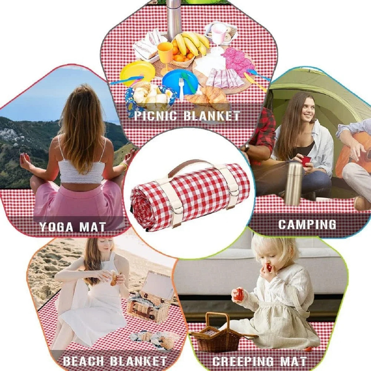 Foldable Waterproof Picnic Blanket With Carry Strap For Beach And Camping Trips And Picnics 3