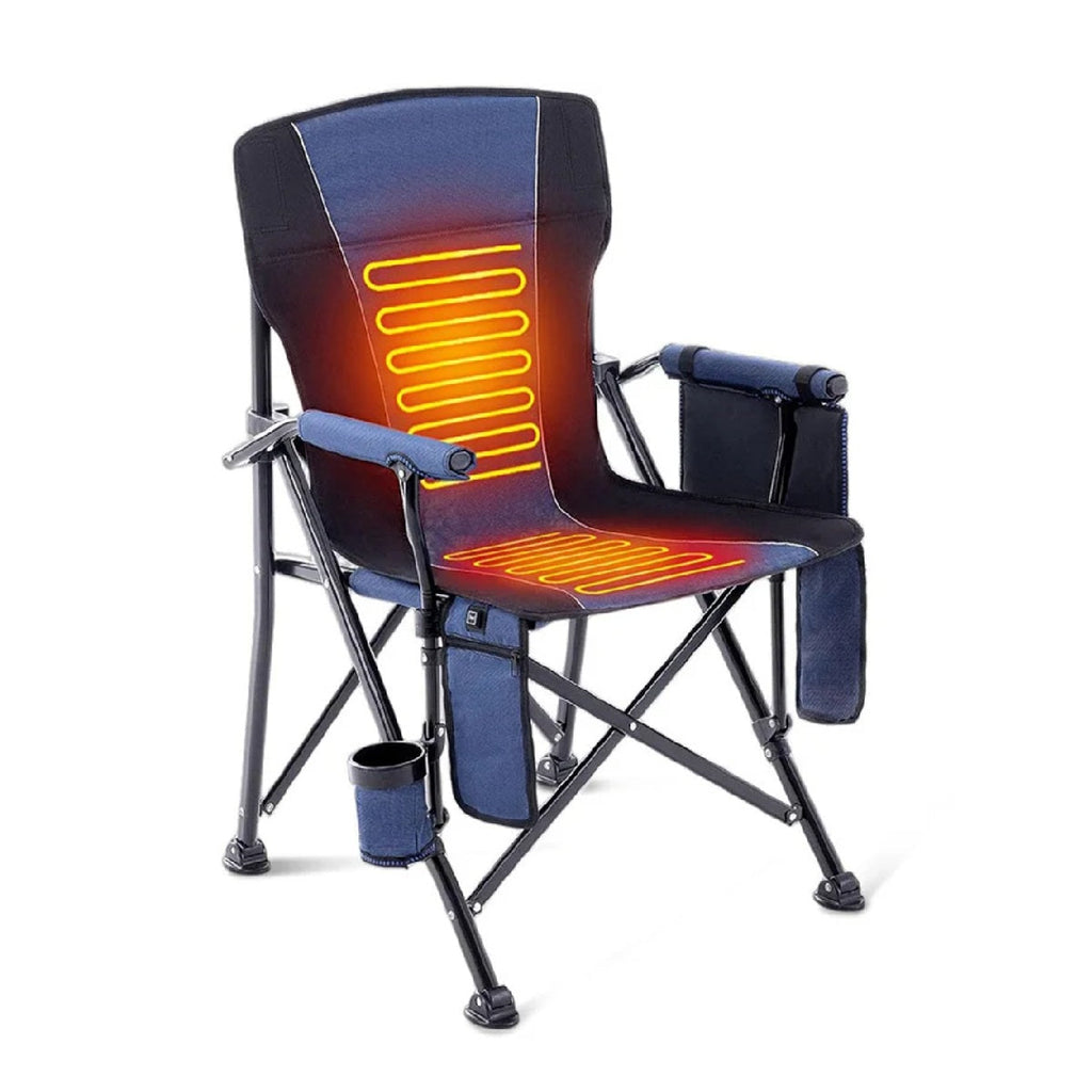 Heated Folding Camping Chair With Cup Holder, Ultra Portable And Heavy Duty For Outdoor Use 0