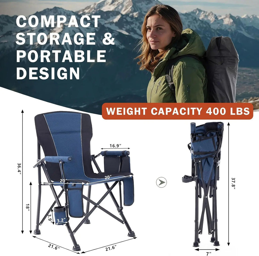 Heated Folding Camping Chair With Cup Holder, Ultra Portable And Heavy Duty For Outdoor Use 4