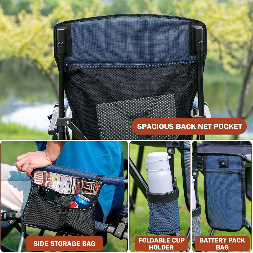Heated Folding Camping Chair With Cup Holder, Ultra Portable And Heavy Duty For Outdoor Use 5