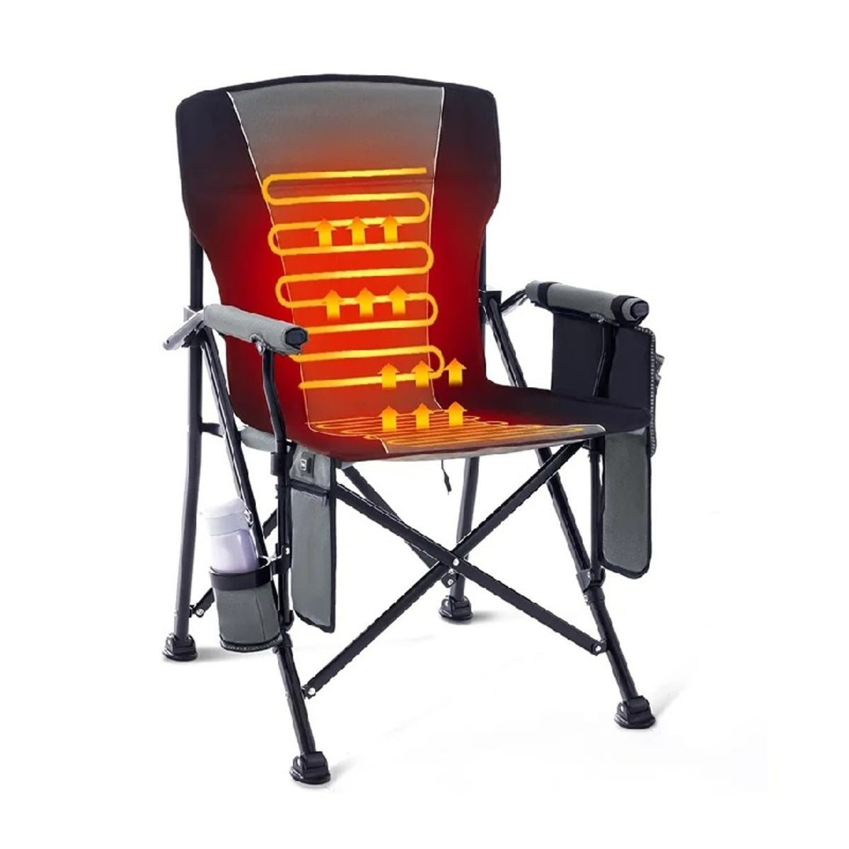Heated Folding Camping Chair With Cup Holder, Ultra Portable And Heavy Duty For Outdoor Use 6