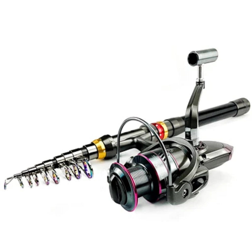 Telescopic Carbon Fiber Fishing Rod And Reel Combo, Super Hard Spinning Kit For Serious Angling 10