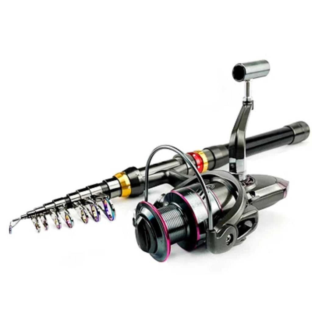 Telescopic Carbon Fiber Fishing Rod And Reel Combo, Super Hard Spinning Kit For Serious Angling 9