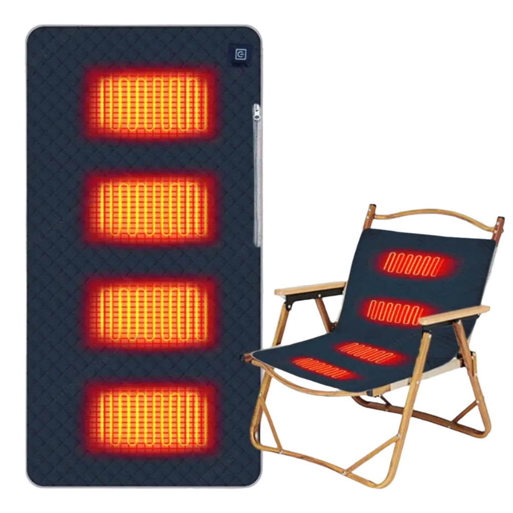 USB Four Zone Heated Camping Chair Mat Portable Warm Cushion For Outdoor Sitting And Winter Camps 1