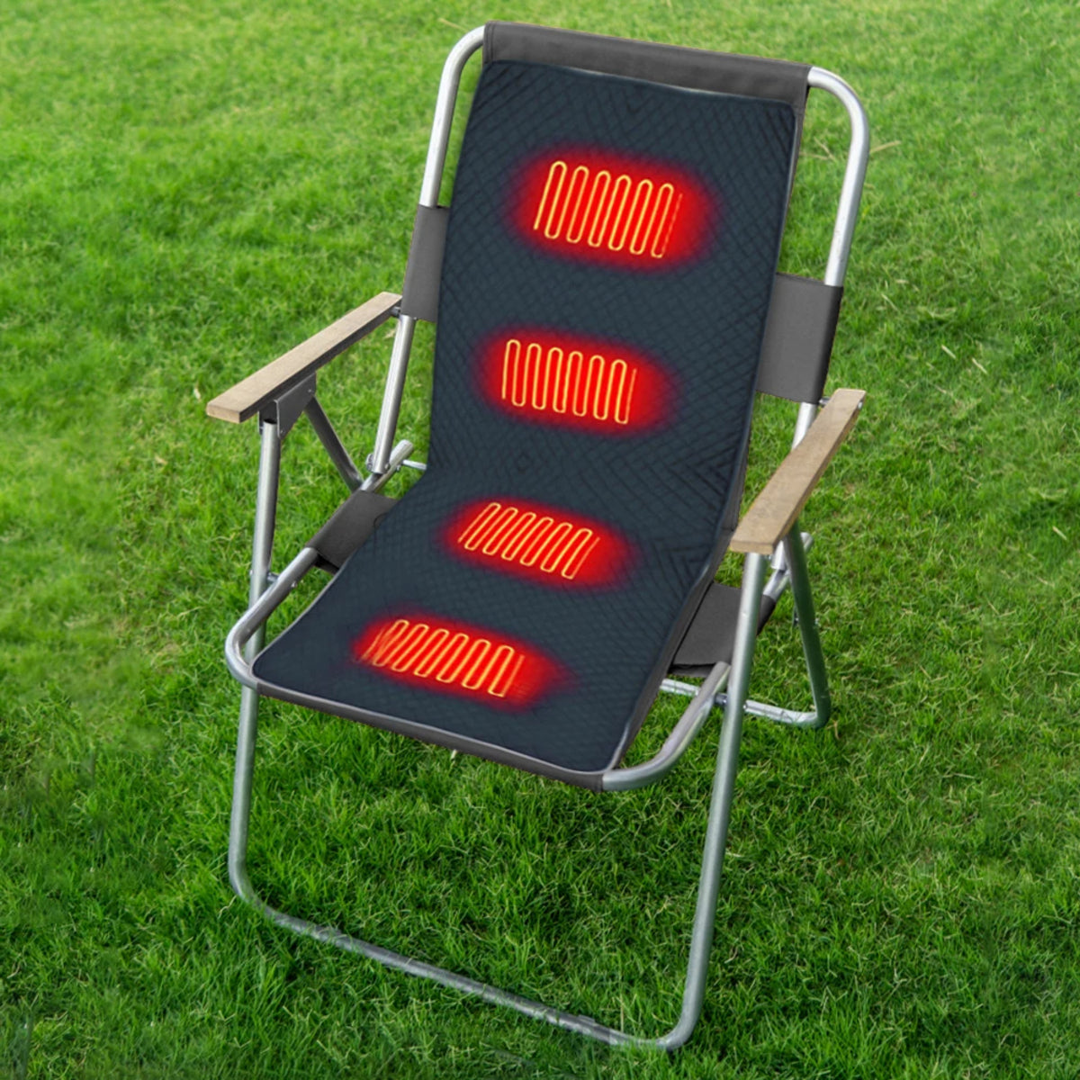USB Four Zone Heated Camping Chair Mat Portable Warm Cushion For Outdoor Sitting And Winter Camps 5