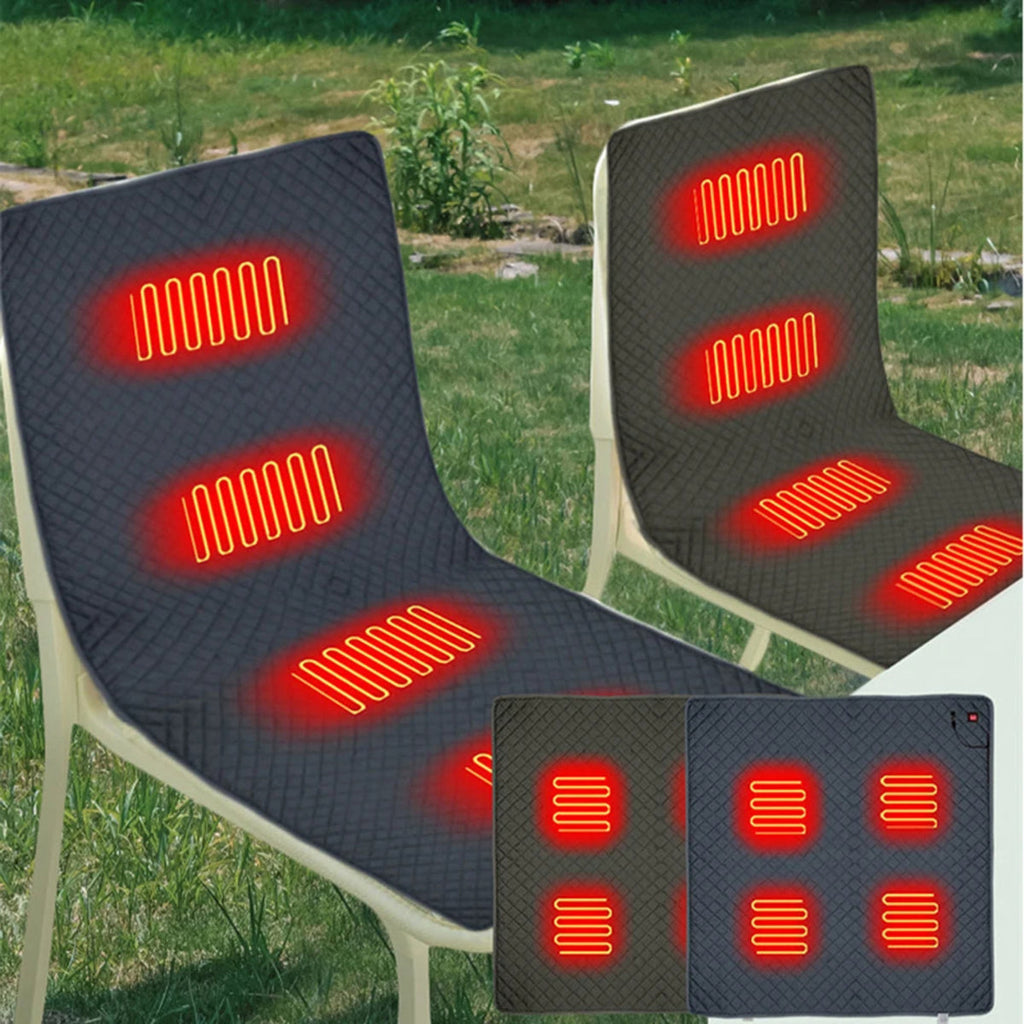 USB Four Zone Heated Camping Chair Mat Portable Warm Cushion For Outdoor Sitting And Winter Camps 7