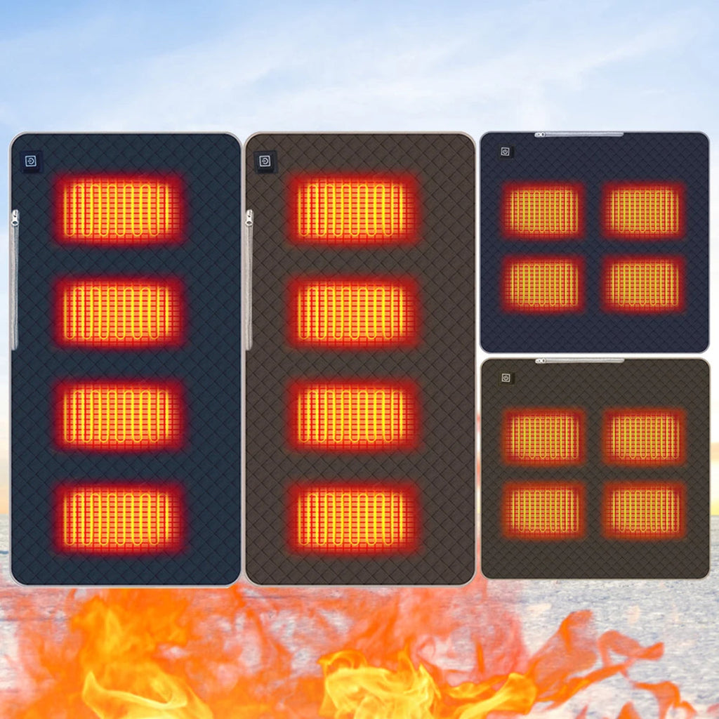 USB Four Zone Heated Camping Chair Mat Portable Warm Cushion For Outdoor Sitting And Winter Camps 8